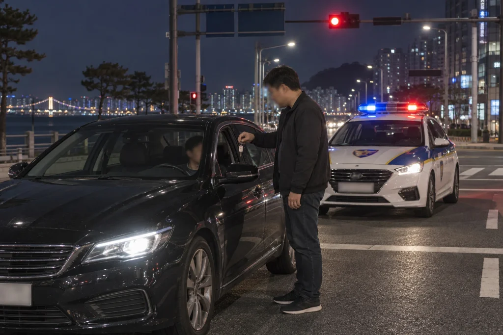 퇴근길 경찰관이 8km 동안 음주 차량을 추적하는 모습